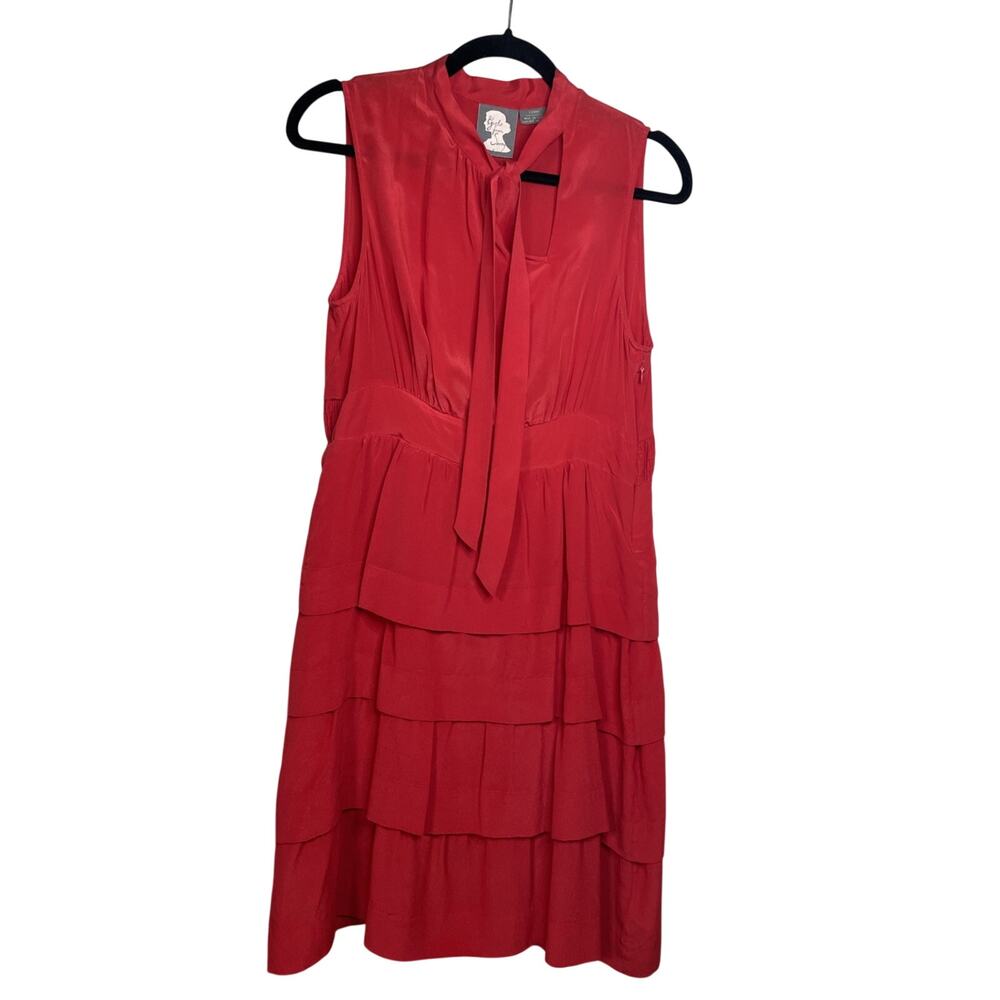 Girls from Savoy Oska Silk Dress Womens 8 Ruffled Party Cocktail Red